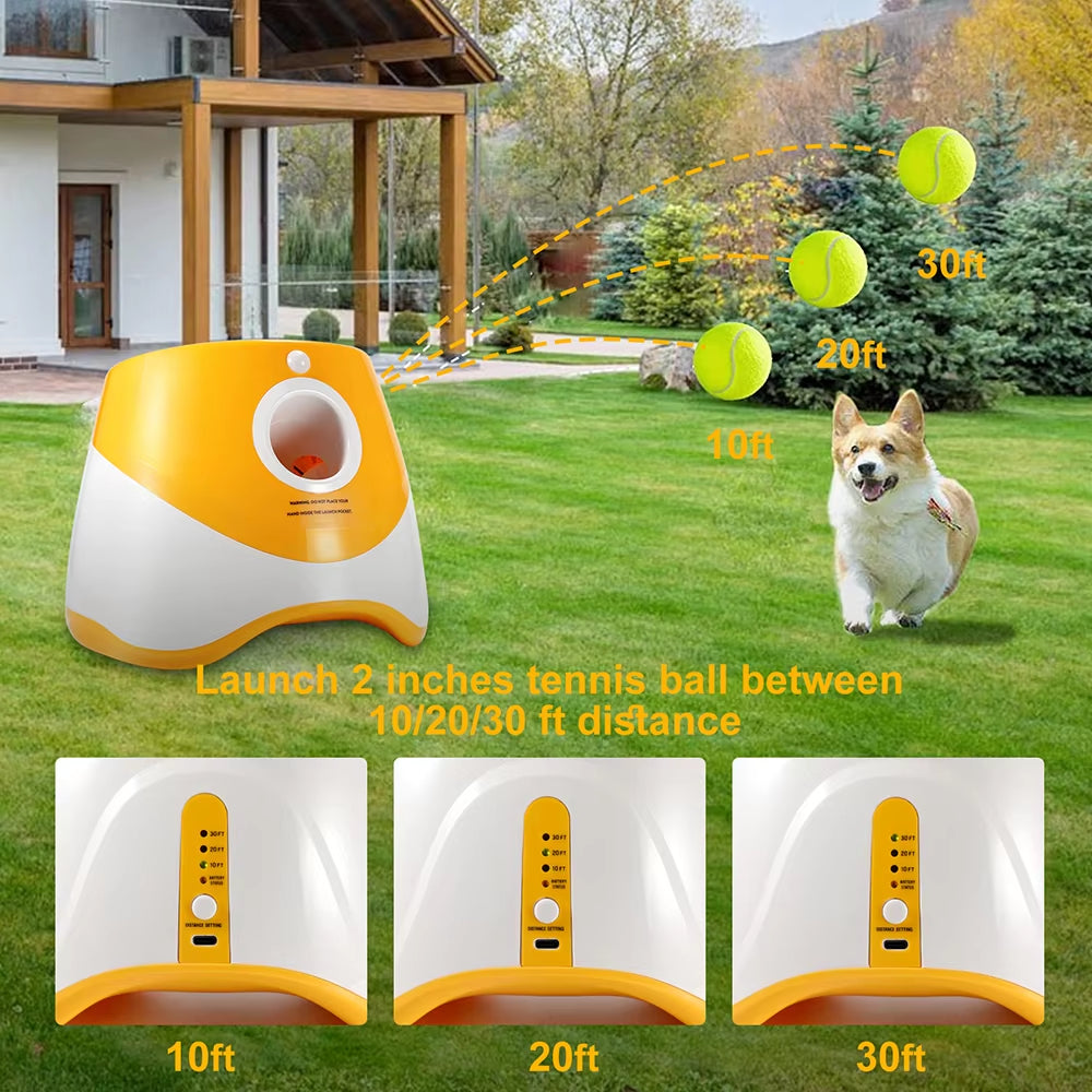 Automatic Dog Ball Launcher Catapult, Outdoor Training, Pet Interactive Toys, Tennis Thrower Machine with Treat Dispenser