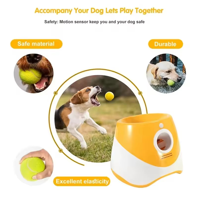 Automatic Dog Ball Launcher Catapult, Outdoor Training, Pet Interactive Toys, Tennis Thrower Machine with Treat Dispenser